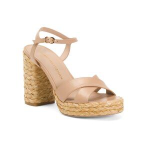 STUART WEITZMAN Adobe Made In Spain Leather Dayna Platform Sandals